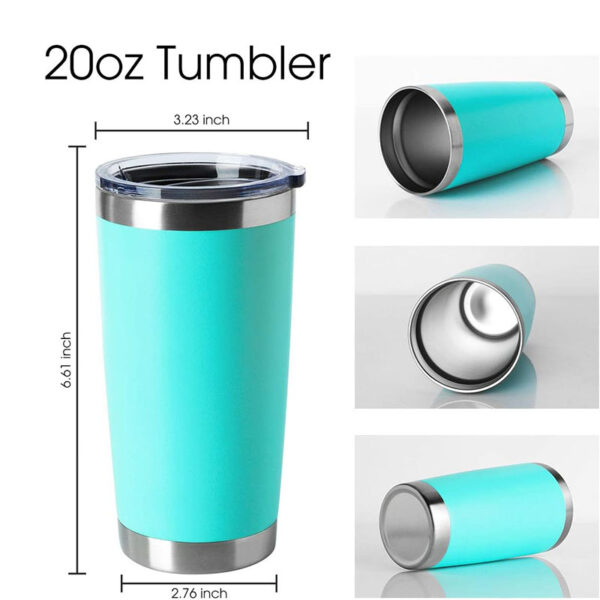 20oz Tumbler with lid Vacuum Insulated Travel Stainless Steel Coffee Mug - Image 2